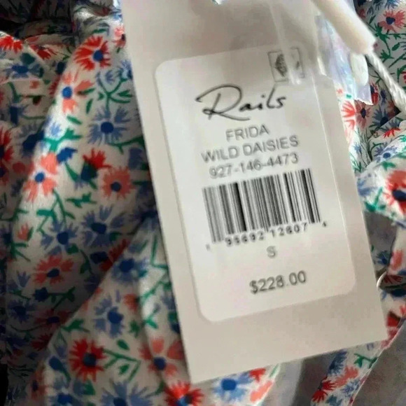 NWT Rails Frida Floral Midi Tie Waist Button Front Dress Wild Daisies S - Picture 3 of 3